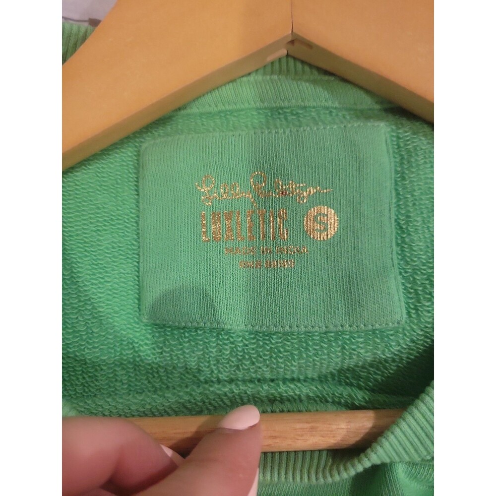 Lilly Pulitzer Luxletic Beach Comber Pullover Terry Sweatshirt Zip Side Green S - Picture 6 of 8
